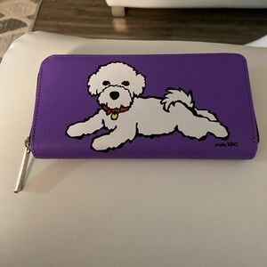 NWOT Marc Tetro Wallet/Clutch purple zip around white Bichon no box
